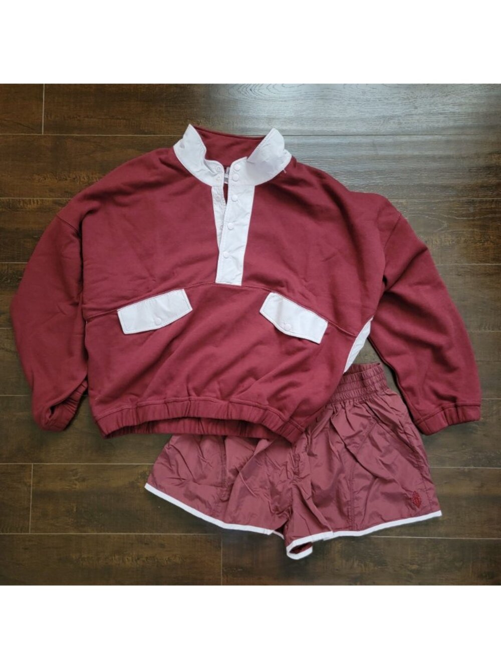 NEW Free People World Tour Shorts Set Retro Preppy Athleisure Gorpcore Womens XL - Picture 2 of 9